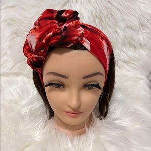Headband handmade red white stretch fabric❤️🤍🖤